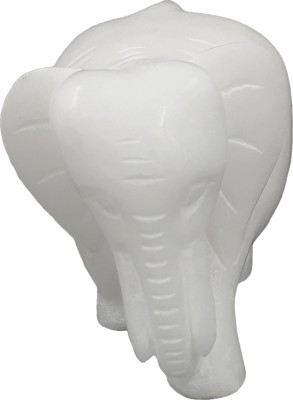 KRAFT CLOUDS Elephant Idol/sculpture/figurine Turning Face for Gifting Home Decor Decorative Showpiece  -  9.5 cm(Marble, White)
