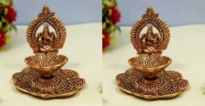 WELLWISHERS CRAFT Ganesh diya For Home,Temple,Office And Gifting purpose Decorative Showpiece  -  11 cm(Metal, Gold)