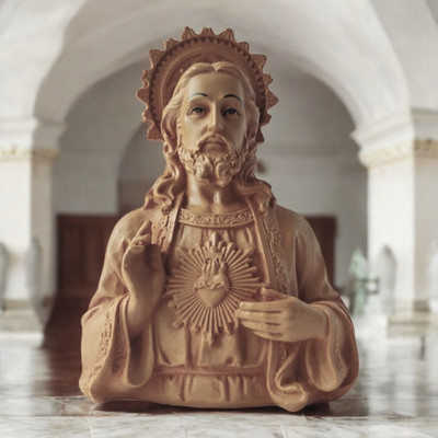 Anantamitra Jesus Christ Handcrafted Idol/Statue for Home, Office & Worship Decorative Showpiece  -  16 cm(Resin, Brown)