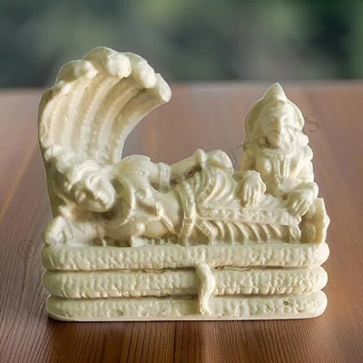 salvusappsolutions Marble Dust Handmade Vishnu J with Laxmi Statue for Home/ Mandir,White Decorative Showpiece  -  7 cm(Marble, White)