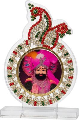 Artique Creation ARTIQUE CREATION Sri Khatu Shyam Crystal-Stone Car Dashboard Figurines and Idols Decorative Showpiece  -  8.89 cm(Plastic, White)