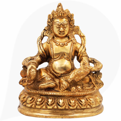 Bhunes Brass Lord Kuber Idol, Nepali Kubera Statue Vastu, Vaishravana Decorative Showpiece  -  15 cm(Brass, Gold)