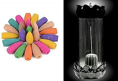 Harikaran Bholenath Smoke Glass Shivling With 10 Free Smoke Backflow Cone Decorative Showpiece  -  15 cm(Polyresin, Black)