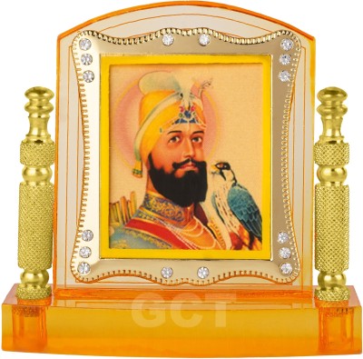 GCT Guru Gobind Singh Ji (J001-2-A) Sikh Religious Acrylic Frame for Car Dashboard Decorative Showpiece  -  8.3 cm(Plastic, Orange, Gold)