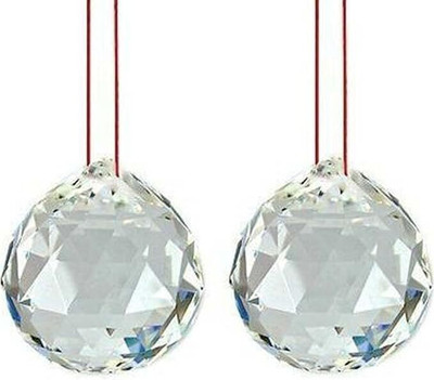 vigamu Fengshui Clear Crystal Hanging Ball (set 2) for Good Luck and Prosperity Decorative Showpiece  -  4.5 cm(Crystal, Glass, White)
