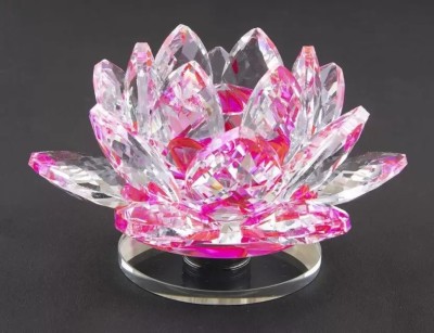 Vastu Art Vastu Fengshui Rotating Crystal Pink Lotus, Transparent Flower For Positivity Decorative Showpiece  -  6 cm(Crystal, Pink)