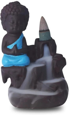 KTS VENTURES Buddha Smoke Backflow Cone Incense Holder Decorative Showpiece Decorative Showpiece  -  7 cm(Polyresin, Black)