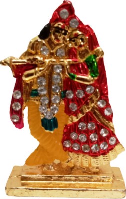 BRASS BLESSING Lord RADHA KRISHNA Statue Figurine For Car / Home / Temple (1283) Decorative Showpiece  -  4 cm(Aluminium, Multicolor)