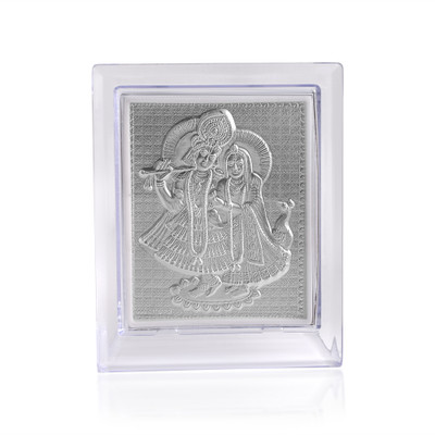 Admier Silver plated Radha Krishna Photo Frame for Gift Pooja Gift Items Decorative Showpiece  -  11 cm(Plastic, Silver)