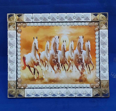 VSP VASTU SAMADHAN VSP VASTU SAMADHAN - 38 PYRA SEVEN RUNNING HORSE Decorative Showpiece  -  22 cm(Fiber, Multicolor)