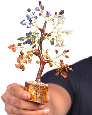 UNIQUESCRYSTAL SEVAN C HAKRA TREE 100 BEADS Decorative Showpiece  -  10 cm(Crystal, Multicolor)