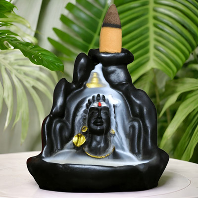 CRAFTWELL Mahadev Statue With Free 30 Pcs Dhoop Sticks Decorative Showpiece  -  5 cm(Resin, Black)
