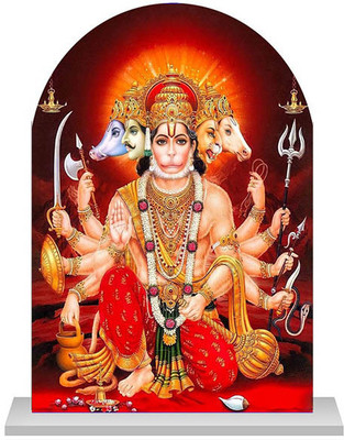 Kaynka Panchmukhi Hanuman Ji Car Showpiece Decorative Showpiece  -  8 cm(Wood, Multicolor)