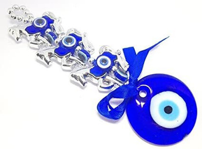 ASTROTALKS Evil Eye Hanging for Home Decor Turkish Nazar Battu Charm Protection & Good Luck Decorative Showpiece  -  18 cm(Glass, Blue)