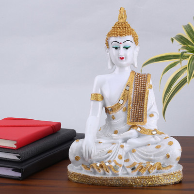 Flipkart Perfect Homes Beautiful Lord Gautam Buddha in Meditating Position Statue for Home Decor Decorative Showpiece  -  10 cm(Marble, White)