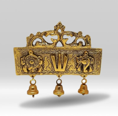 ETANSOKFFT Brass Plated Shank chakar||Shankh chakra For Home Decor Decorative Showpiece  -  15.2 cm(Metal, Gold)