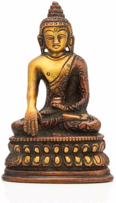 CraftVatika Brass Buddha Statue with Sacred Kalash Decorative Shakyamuni Gautam Buddhist Decorative Showpiece  -  11.43 cm(Brass, Brown)