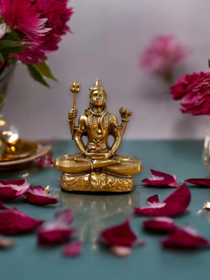 CRAFTVISIONS Lord Shiva Idol Murti |Shankar Statue| Gift Ideas | Home Decor| Decorative Showpiece  -  15 cm(Polyresin, Gold)