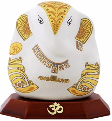 ACR Ceramic Ganesh Decorative Showpiece  -  3 cm(Ceramic, White)