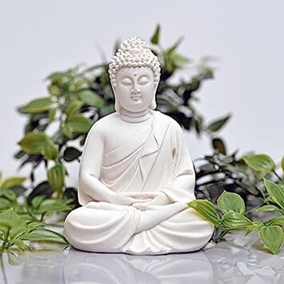 BNB TRADERS Lord Gautam Buddha| Statue of Meditating Buddha Decorative Showpiece Decorative Showpiece  -  10 cm(Marble, White)