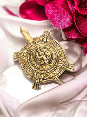 amishi blissful decor Tortoise Ganesha/Ganesh/Ganpati Idol Murti on Tortoise Statue (190GMS) Decorative Showpiece  -  2 cm(Brass, Gold)