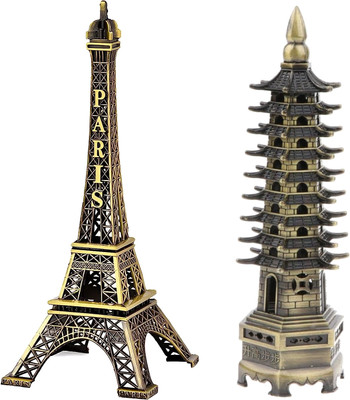 Lilone Feng Shui Pagoda Education Tower with Eiffel Tower 13cm Home Decor Item Decorative Showpiece  -  13 cm(Metal, Multicolor)