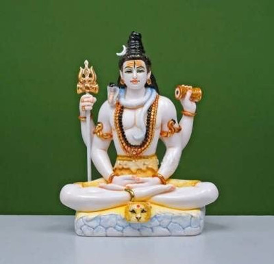 RD MANUFACTURING Shiva Idols, Shiva Statue, Lord Shiva Idol Decorative Showpiece  -  15.2 cm(Marble, Yellow)