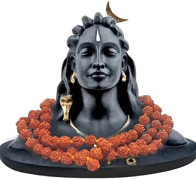 Ilyaj khan handicrafts Adiyogi Shiva Statue | Car Dashboard | Adiyogi Showpiece Decorative Showpiece  -  13 cm(Polyresin, Black)