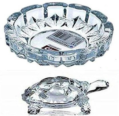 oyssta Crystal Glass Turtle Plated Feng Shui Tortoise Plate Vastu Yantra Decorative Showpiece  -  11 cm(Glass, White)