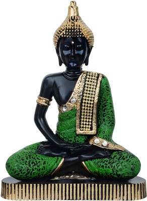 AtEvent Black Gold buddha - 02 Decorative Showpiece  -  22 cm(Plastic, Green, Black)