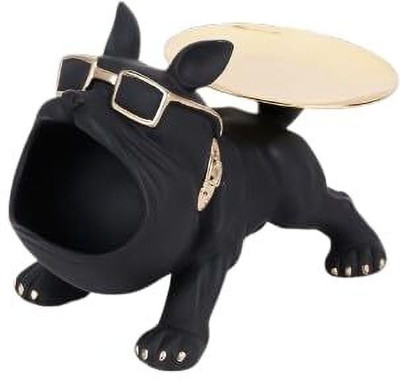 Artmagic Cool Bulldog Shape Storage Tray – Decorative Dog Statue with Sunglasses Decorative Showpiece  -  30 cm(Resin, Black)