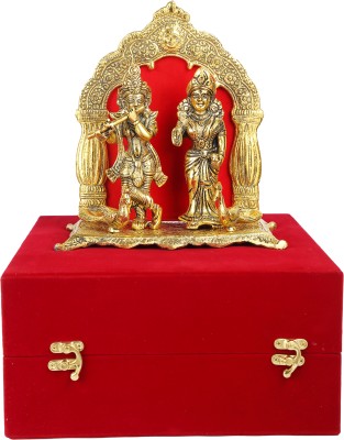 Delhi Gift House Gold Plated Antique Look Metal Radha Krishna Idol Murti Decorative Showpiece  -  22 cm(Metal, Gold Plated, Gold)