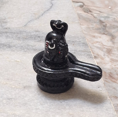TEJASWI CRAFT Marble Shivling for Daily Pooja Purpose Decorative Showpiece  -  10 cm(Marble, Black)