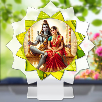 GiftsRange Shiv Parvati Shiva Shakti Uma Maheshwar Car Dashboard Idol Decorative Showpiece  -  11 cm(Plastic, Multicolor)
