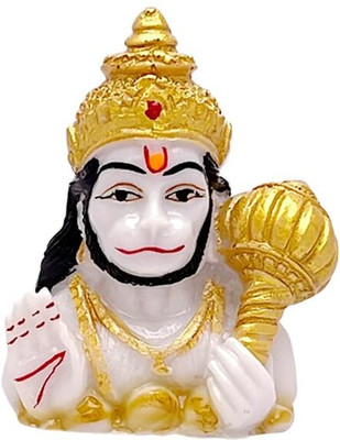 SANKALAN CREATIONS Religious Sitting Hanuman Ji Decorative Showpiece  -  10 cm(Resin, White)