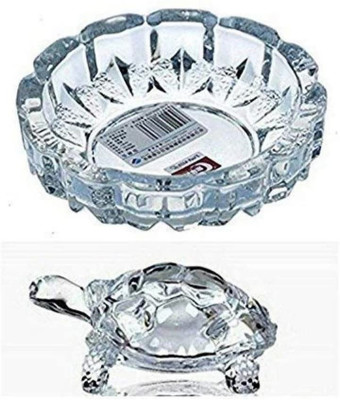 HARI OM RATAN KENDRA Crystal Turtle kachua with Plate for Feng Shui and Vastu Best Gift for Decorative Showpiece  -  2 cm(Crystal, White)