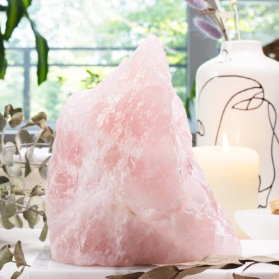 SS Murti Natural 2 Kg Rose Quartz Raw Rough for Home Office for Positivity Decorative Showpiece  -  10 cm(Crystal, Pink)