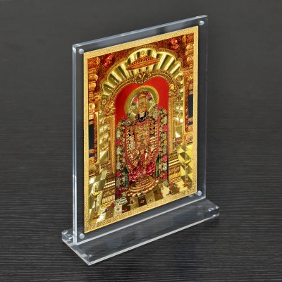 HAWAI Gold Plated Lord Tirupati Balaji Photo with Acrylic Frame(8x5.8 in) Religious Frame