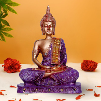 Flipkart Perfect Homes Beautiful Lord Gautam Buddhain Meditating Position| Statue for Home Decor| Decorative Showpiece  -  25 cm(Polyresin, Gold, Purple)
