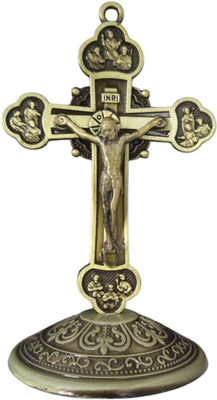 The Men Gift Christian Jesus Cross Car Office Study Table Twelve Apostles Decorative Showpiece  -  9 cm(Metal, Green)
