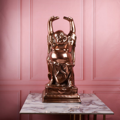Shoppingrox Laughing Buddha ( Happy Man ) | Gun Metal | Copper Colour - 67 cm Decorative Showpiece  -  67 cm(Aluminium, Copper)