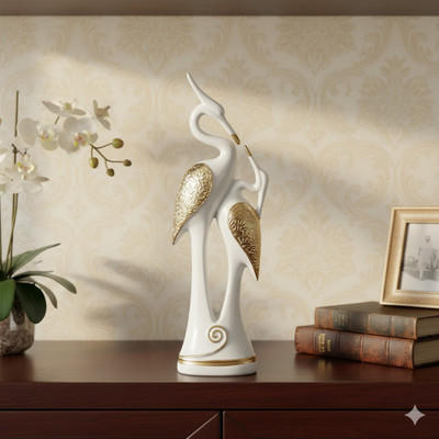 Flipkart SmartBuy Auspicious Vastu Duck Showpiece - Harmonious Home Decor - Symbol of Prosperity Decorative Showpiece  -  36.83 cm(Polyresin, White, Gold)