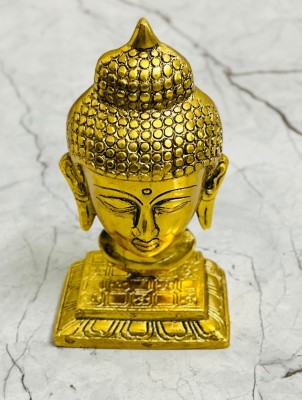 Eleven mart Metal Buddha Statue for Home Decor, Gautam Buddha face showpiece Decorative Showpiece  -  8 cm(Metal, Gold)