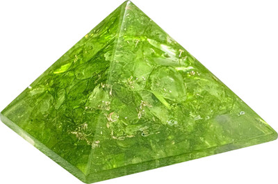 Treemaison Coronating Homes Vastu Crystal Peridot Pyramid | 1.5 Inch (33 MM) | Crystal Pyramid for Vastu Decorative Showpiece  -  3.3 cm(Crystal, Green)