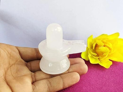 Devlink AAA Crystal Milky Shivling: Natural Sphatik Lingam (100g, 6cm) Decorative Showpiece  -  6 cm(Crystal, White)