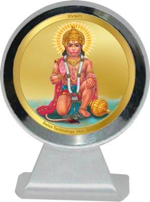 DIVINITI Hanuman Ji God Idol Photo Frame Car Dashboard|24K Gold Plated MCF 1CR Frame Decorative Showpiece  -  11 cm(Metal, Silver)
