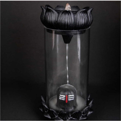 KFITN Divine Shivling Backflow Smoke Fountain for Home Décor Free 10 Smock Decorative Showpiece  -  20 cm(Glass, Polyresin, Black)