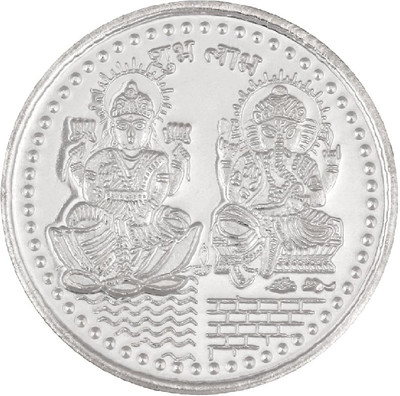 CEYLONMINE Silver Coin 20 g Laxmi and Ganesh Religious Divine Goddess Coin Decorative Showpiece  -  4 cm(Silver, Silver)