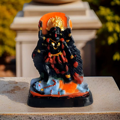 Global Reach Kali Maa Murti: The Perfect Addition for Success and Health in Your Home Temple Decorative Showpiece  -  12 cm(Marble, Black)