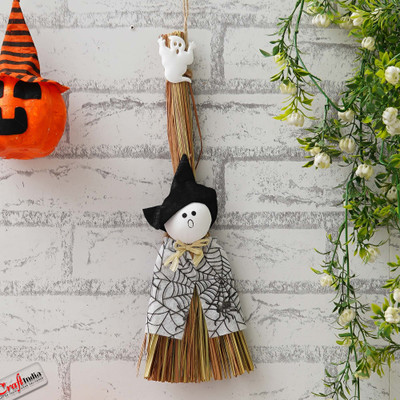 eCraftIndia Halloween Broomstick Decorative Showpiece  -  36 cm(Plastic, Multicolor)